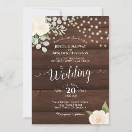 ホワ素朴イトローズ&ライトオンバーンウッド結婚ズ 招待状