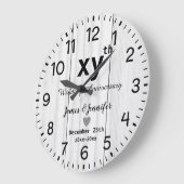 ホワ素朴イト結婚ウッド記念日名前をカスタムする ラージ壁時計 (傾斜)