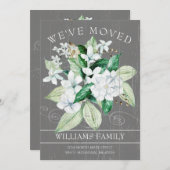 ホワ素朴イトMagnolia水彩フローラ移動 案内状 (正面/裏面)