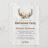 ホワ素朴ートウッドディアアントラーリタイアメントパーティー 招待状 (正面/裏面)