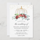 ホワ素朴ートカボキンブルゴーニュフローラ秋の結婚式 招待状 (正面)