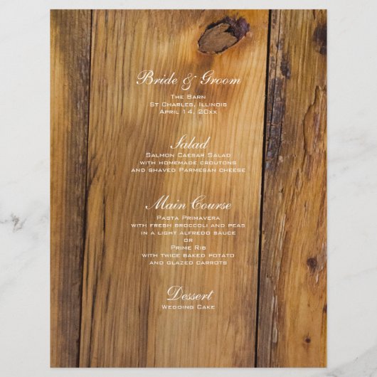 ホワ素朴ートチューリップカントリー結婚バーズメニュー (裏面)