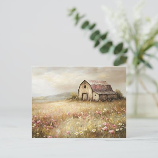 ホワ素朴ートバーンドワイルドフラワーフィー絵を描ルド ポストカード (スタンド正面)