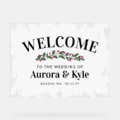 ホワ絵を描イ・ピンクの結婚果実の歓迎 アクリルサイン (正面)