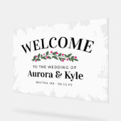 ホワ絵を描イ・ピンクの結婚果実の歓迎 アクリルサイン (傾斜)