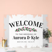 ホワ絵を描イ・ピンクの結婚果実の歓迎 アクリルサイン (ウェディング)