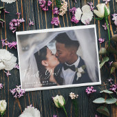 ホワ縁どイト書道オーバーレイ結婚の2枚の写真 サンキューカード