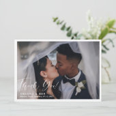 ホワ縁どイト書道オーバーレイ結婚の2枚の写真 サンキューカード (スタンド正面)