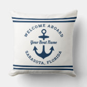 ホワ航海のイトウェルカムクアボードボートネームいかり クッション (正面)