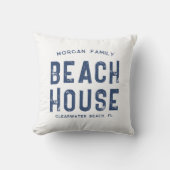 ホワ航海のイトネイビーブルーファミリーネームビーチハウス クッション (正面)
