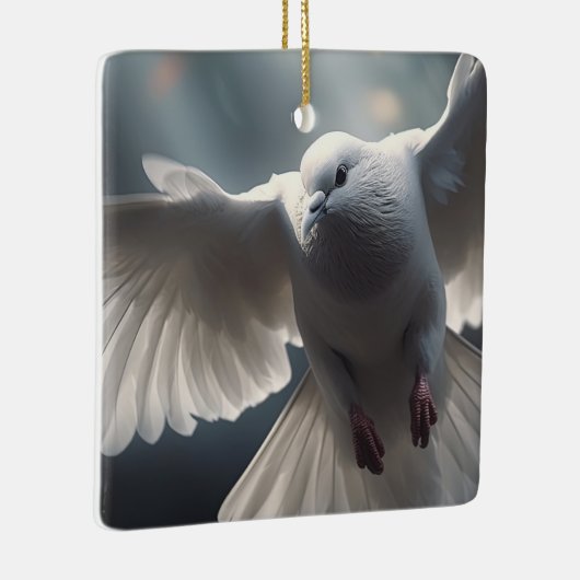 ホワ飛んでいるイト平和鳩 セラミックオーナメント (右)