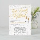 ホワ食べイドリンクBe退職した退職パーティー 箔招待状 (立ち正面)