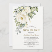 ホワ魅力的イトクリームフラワーズブライダルティーパーティー 招待状 (正面)