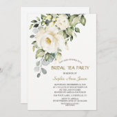 ホワ魅力的イトクリームフラワーズブライダルティーパーティー 招待状 (正面/裏面)