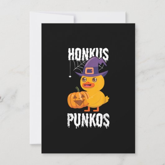 ホンクス ポンクス 面白い ダック ハロウィン ウィッチ デザイン 招待状 (正面)