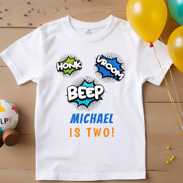 ホンクビープvroomモンスタートラック誕生日男の赤ちゃん ベビーTシャツ