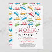 ホンク！車でドライブするベビーシャワー招待状 招待状 (正面/裏面)