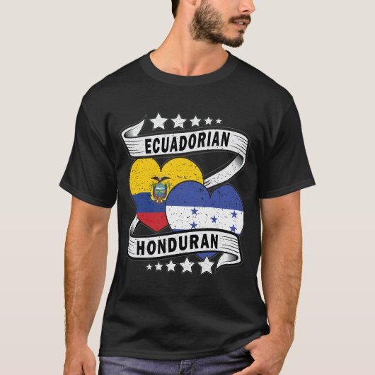 ホンジュラスおよびエクアドル国旗 Tシャツ (正面)