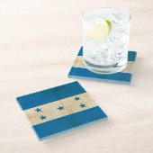 ホンジュラスのグランジな旗 ガラスコースター (アングル)