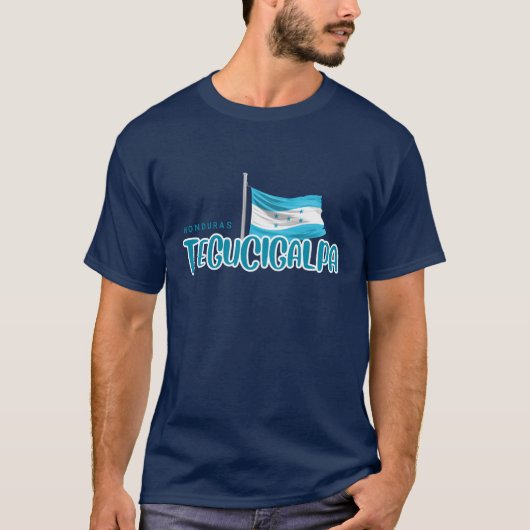 ホンジュラスの国旗とテグシガルパ Tシャツ (正面)