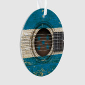 ホンジュラスの旗が付いている古いアコースティックギター オーナメント (正面)