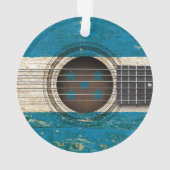 ホンジュラスの旗が付いている古いアコースティックギター オーナメント (裏面)