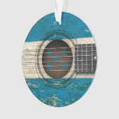 ホンジュラスの旗が付いている古いアコースティックギター オーナメント (正面)