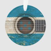 ホンジュラスの旗が付いている古いアコースティックギター オーナメント (正面)