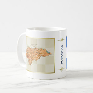 ホンジュラスの旗 + 地図のマグ コーヒーマグカップ
