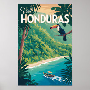 ホンジュラスオオハシイラスト旅行アートヴィンテージ ポスター