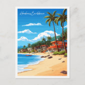 ホンジュラスカリブのヴィンテージ旅行イラストレーション ポストカード (正面)