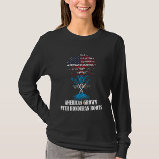 ホンジュラスルーツホンジュラス国旗Dで育ったアメリカ人 Tシャツ