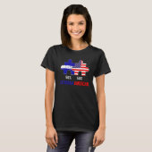 ホンジュラス合同のハーフ・アメリカ国旗 Tシャツ (正面フル)