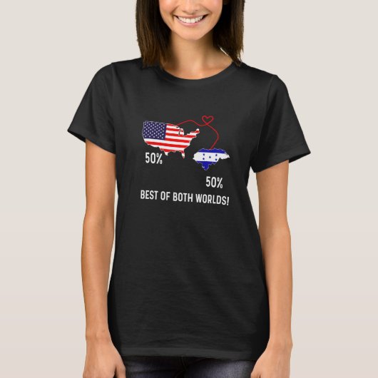ホンジュラス合同のハーフ・アメリカ国旗 Tシャツ (正面)