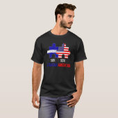ホンジュラス合同のハーフ・アメリカ国旗 Tシャツ (正面フル)
