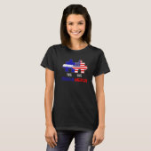 ホンジュラス合同のハーフ・アメリカ国旗 Tシャツ (正面フル)