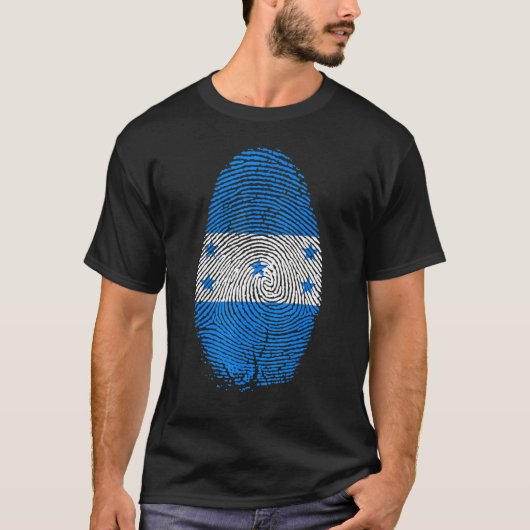 ホンジュラス国旗の指紋私のDnaのHondのために Tシャツ (正面)