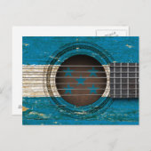 ホンジュラス国旗を持つオールドアコースティックギター ポストカード (正面/裏面)