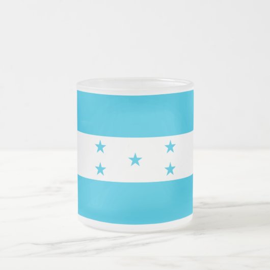 ホンジュラス国旗を持つ曇り小さなガラス製のマグカップ フロストグラスマグカップ (中央)