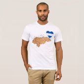 ホンジュラス国旗ハートと地図Tシャツ Tシャツ (正面フル)