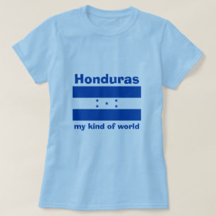 ホンジュラス国旗+地図+テキストTシャツ Tシャツ