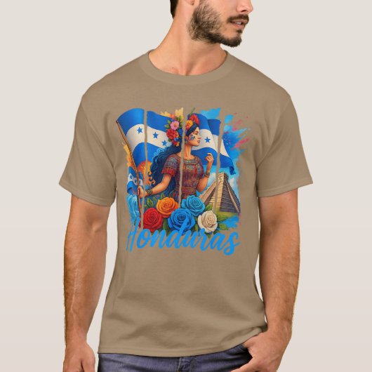 ホンジュラス旗 コパン ホンジュラス 旅行 家族 バケーション Tシャツ (正面)