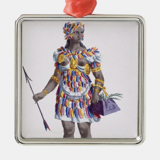 ホンジュラス1780年からの女性(着色された版木、銅版、版画) メタルオーナメント (正面)