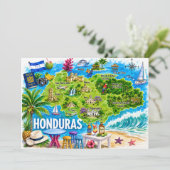 ホンジュラス イラスト入り旅行地図 ポストカード (スタンド正面)