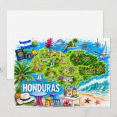 ホンジュラス イラスト入り旅行地図 ポストカード (正面/裏面)