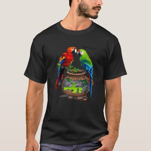 ホンジュラス コパン マヤ オウム Tシャツ (正面)