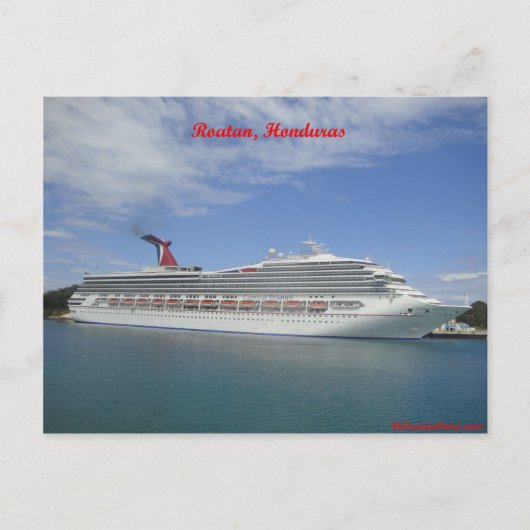 ホンジュラス、ロアタンに停泊するクルーズ船 ポストカード (正面)