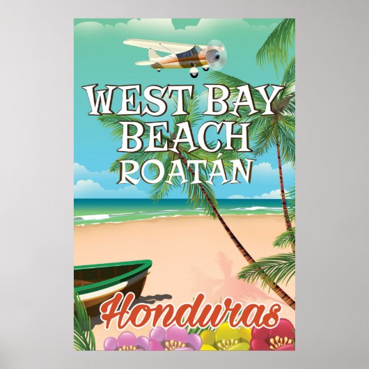 ホンジュラス ロアタン島 ウエストベイ ビーチ 旅行ポスター ポスター (正面)