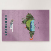 ホンジュラ図解入りの、写真付きのスの地図の旅行ポスター ジグソーパズル (横)