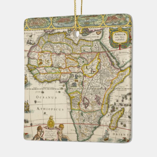 ホンディウスとヤンソンによるアフリカの古地図 セラミックオーナメント (左)